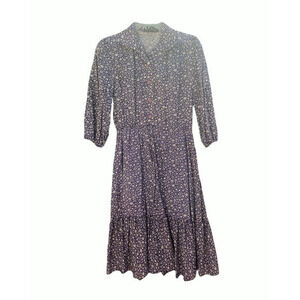 HP‎ Vintage Tabby of California Purple and White Calico Prairie A Line Dress
